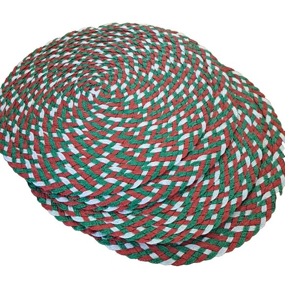 Round Placemats Christmas Colors Raffia Woven Set of 6 Festive Holiday 15" - Picture 4 of 4